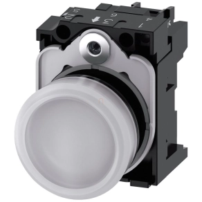   Siemens 3SU1102-6AA60-1AA0 komplett jelzőlámpa, fehér, 24VAC/DC, csavaros Sirius