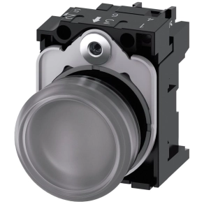   Siemens 3SU1102-6AA70-1AA0 komplett jelzőlámpa, átlátszó, 24VAC/DC, csavaros Sirius