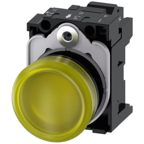   Siemens 3SU1102-6AA30-3AA0 komplett jelzőlámpa, sárga, 24VAC/DC, rugós Sirius