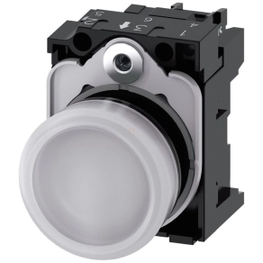   Siemens 3SU1106-6AA60-1AA0 komplett jelzőlámpa, fehér, 230VAC, csavaros Sirius