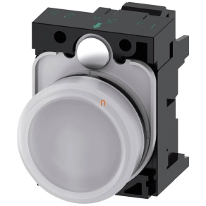   Siemens 3SU1106-6AA60-3AA0 komplett jelzőlámpa, fehér, 230VAC, rugós Sirius