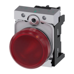   Siemens 3SU1156-6AA20-1AA0 komplett jelzőlámpa, piros, 230VAC, fém, csavaros Sirius