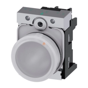   Siemens 3SU1156-6AA60-1AA0 komplett jelzőlámpa, fehér, 230VAC, fém, csavaros Sirius