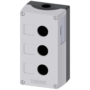   Siemens 3SU1853-0AA00-0AB1 nyomógomb tokozat, fém, 3 lyukú, szürke Sirius