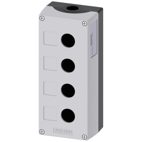   Siemens 3SU1854-0AA00-0AB1 nyomógomb tokozat, fém, 4 lyukú, szürke Sirius