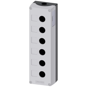   Siemens 3SU1856-0AA00-0AB1 nyomógomb tokozat, fém, 6 lyukú, szürke Sirius