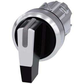   Siemens 3SU1052-2CM60-0AA0 világító kapcsoló fej, 3 állású, visszaálló, fehér, hosszú karral, fém Sirius