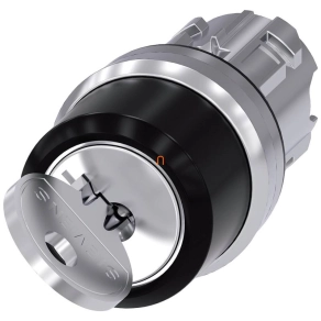   Siemens 3SU1050-4BC01-0AA0 kulcsos kapcsolófej, 2 állású, visszaálló, RONIS SB30, kulcs O állásban kivehető, fém Sirius
