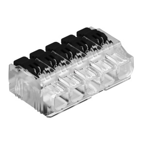   Obo 2054425 ötös sodrott vezeték összekötő, 5x 0,2-4,0mm2 univerzális, átlátszó, fekete működtető karral, 61 HSK45