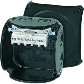   Hensel KF 0202 B Kábelösszekötő doboz kapcsokkal, 93x93x62mm IP66 fekete, időjárásálló