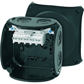   Hensel KF 0402 B Kábelösszekötő doboz kapcsokkal, 104x104x70mm IP66 fekete, időjárásálló