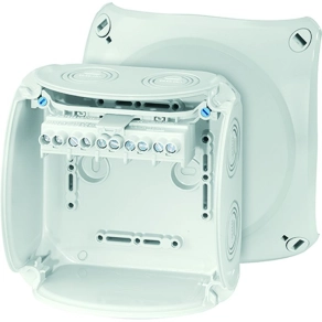   Hensel KF 0606 G Kábelösszekötő doboz kapcsokkal, 130x130x77mm IP66 szürke, időjárásálló