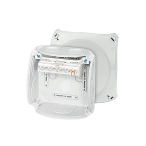   Hensel DK 0606 GZ kábelösszekötő doboz membrános, kapcsokkal, 130x130x77mm,2,5-6 mm2 Cu vezetékekhez, 1db 9-20 mm kábelbevezetéssel