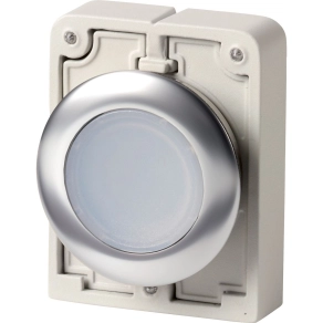   Eaton világító nyomógomb, fém, 30mm, lapos, fehér, m30i-fdl-w-sp-197011