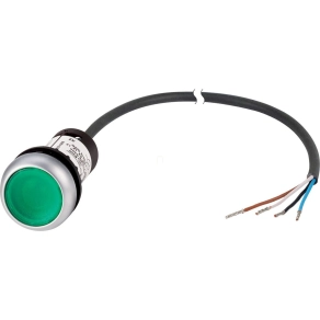   Eaton világító nyomógomb, 24V, 1z, zöld, 3.5m, kábel, c22-dl-g-k10-24-p65-185594