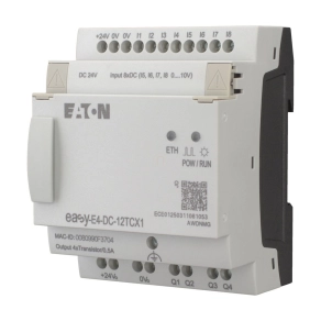   Eaton 24V DC, vezérlő relé; 8di(4ai)/4do, kij.nélk, eth, easy-e4-dc-12tcx1-197214