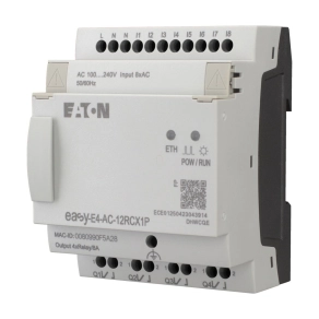   Eaton 100-240V AC,dc, vezrelé;8di/4ro, kij.nélk, eth, push-in, easy-e4-ac-12rcx1p-197509