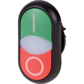   Eaton kettős világító nyomógomb, nyomóg.+lámpa kiemelve, m22s-ddl-gr-x1/x0-216701