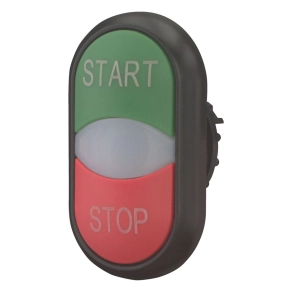   Eaton kettős világító nyomógomb, nyomóg.+lámpa kiemelve, m22s-ddl-gr-gb1/gb0-216703