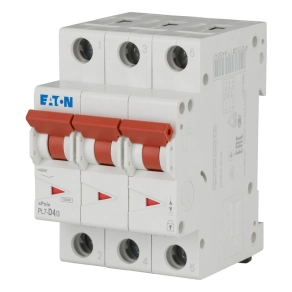   Eaton kismegszakító, 10kA, három pólusú, pl7-d4/3-263417