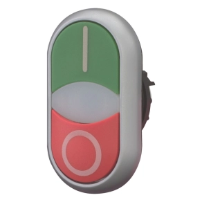   Eaton kettős világító nyomógomb, "0" nyomógomb kiemelve, m22-ddlm-gr-x1/x0-284830