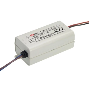   Egykimenetes Mean Well LED tápegység,  APV-16-12, Vin: 90-264 VAC/127-370 VDC, Vout: 12 VDC / 0-1 A, P: 15 W