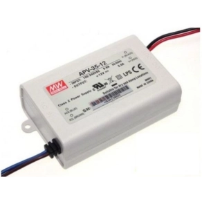  Egykimenetes Mean Well LED tápegység,  APV-35-12, Vin: 90-264 VAC/127-370 VDC, Vout: 12 VDC / 0-3 A, P: 36 W