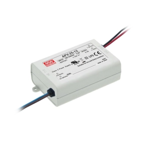   Egykimenetes Mean Well LED tápegység,  APV-25-12, Vin: 90-264 VAC/127-370 VDC, Vout: 12 VDC / 0-2.1 A, P: 25 W