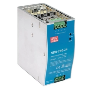   Kapcsolóüzemű tápegység, DIN sínre Vin: 90-264 VAC/120-370 VDC, Vout: 24 VDC (0-10A), P: 240 W Mean Well NDR-240-24