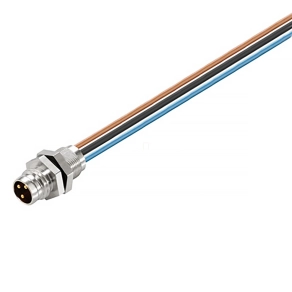   Weidmüller beépíthető csatlakozó, M8, tű, egyenes, 3pólus, SAIE-M8S-3-0.5U-FP-M8 1078730000