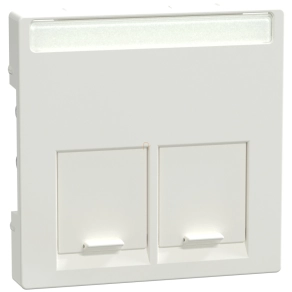   Schneider Merten Fedlap, 2xRJ45 aljzathoz, feliratozható, System-M, polárfehér MEG4574-0319