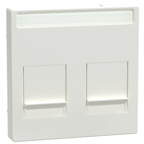   Schneider Merten Fedlap, 2xRJ45 moduláris betétekhez, feliratozható, System-M, polárfehér MEG4564-0319