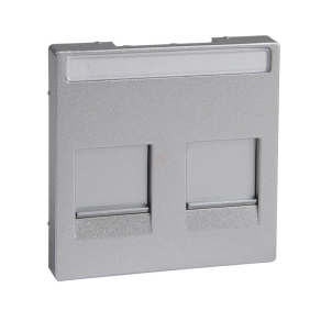   Schneider Electric Merten System-M - MEG4564-0460 fedlap, 2xRJ45 moduláris betétekhez, feliratozható, alumínium