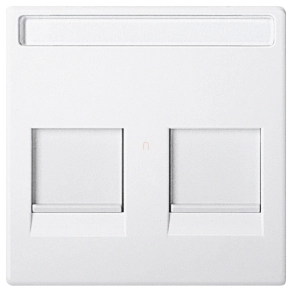   Schneider Merten Fedlap, 2xRJ45 moduláris betétekhez, feliratozható, System-M, mattfehér MEG4564-0419