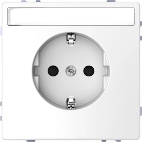 Schneider Electric Merten System Design - MEG2302-6035 - 2P+F csatlakozóaljzat biztonsági zsaluval, feliratozható, rugós, 16A, lótuszfehér