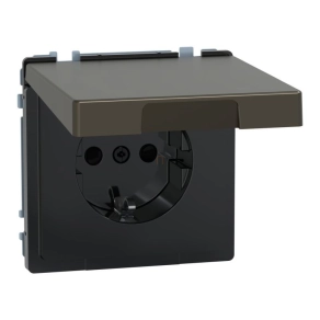   Schneider Electric Merten System Design - MEG2314-6052 - 2P+F csatlakozóaljzat biztonsági zsaluval, csapófedéllel, rugós, 16A, IP44, mokka