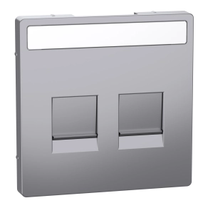 Schneider Electric Merten System Design - MEG4564-6036 - Fedlap 2xRJ45 moduláris betétekhez, feliratozható, acél