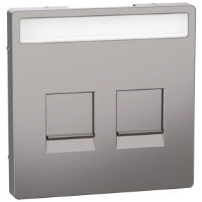   Schneider Electric Merten System Design - MEG4564-6050 - Fedlap 2xRJ45 moduláris betétekhez, feliratozható, nikkel