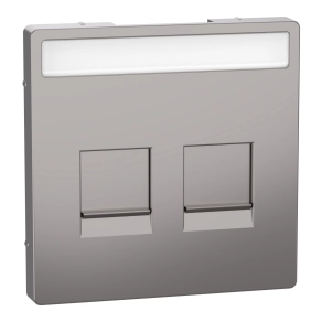 Schneider Electric Merten System Design - MEG4564-6050 - Fedlap 2xRJ45 moduláris betétekhez, feliratozható, nikkel