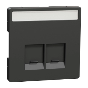 Schneider Electric Merten System Design - MEG4574-6034 - Fedlap 2xRJ45 aljzathoz, feliratozható, antracit