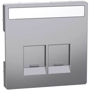   Schneider Electric Merten System Design - MEG4574-6036 - Fedlap 2xRJ45 aljzathoz, feliratozható, acél