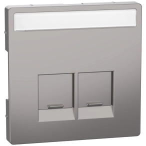   Schneider Electric Merten System Design - MEG4574-6050 - Fedlap 2xRJ45 aljzathoz, feliratozható, nikkel