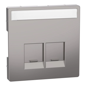 Schneider Electric Merten System Design - MEG4574-6050 - Fedlap 2xRJ45 aljzathoz, feliratozható, nikkel