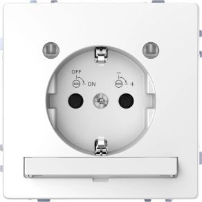   Schneider Electric Merten System Design - MEG2304-6035 - 2P+F csatlakozóaljzat biztonsági zsaluval, LED világítással, rugós, 16A, lótuszfehér