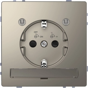  Schneider Electric Merten System Design - MEG2304-6050 - 2P+F csatlakozóaljzat biztonsági zsaluval, LED világítással, rugós, 16A, nikkel
