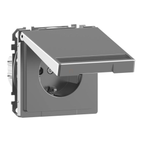  Schneider Electric Merten System Design - MEG2312-6036 - 2P+F csatlakozóaljzat biztonsági zsaluval, feliratozható csapófedéllel, rugós, 16A, acél