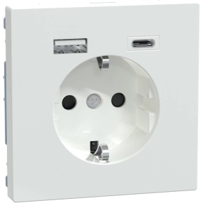   Schneider Electric Merten System Design - MEG2367-6035 - csatlakozóaljzat, biztonsági zsaluval, A+C USB töltővel, rugós, 16A / 3A, lótuszfehér