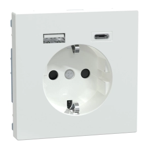 Schneider Electric Merten System Design - MEG2367-6035 - csatlakozóaljzat, biztonsági zsaluval, A+C USB töltővel, rugós, 16A / 3A, lótuszfehér