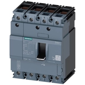   Siemens 3VA1112-4ED46-0AA0 kompakt megszakító 4P 125A 36kA, TM210 FTFM, vonalvédelem, nullavezető védelem nélkül, kengyeles csatlakozó