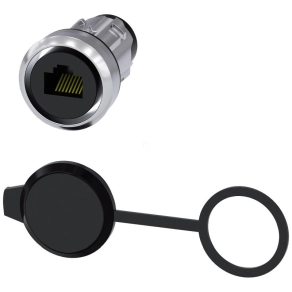   Siemens 3SU1950-0GB80-0AA0 22-es furatba szerelhető RJ45 Cat.6 toldó védősapkával, fém, fényes
